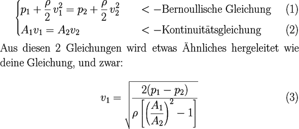 Strömungsgeschwindigkeit herleiten? (Physik, Strömungslehre)