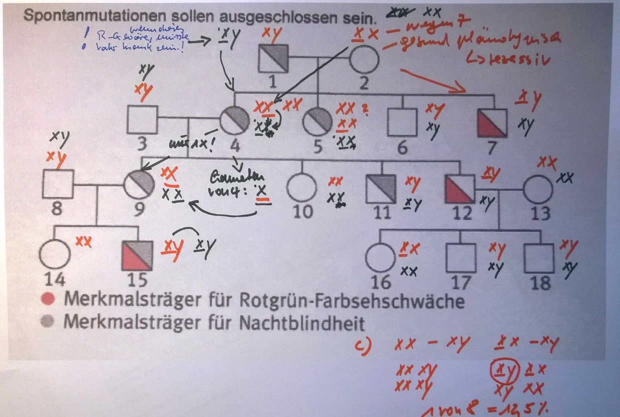 Stammbaumanalyse Bei Zwei Krankheiten? (Schule, Biologie, Erbkrankheit)