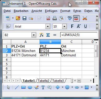 Formel PLZ - (Excel, OpenOffice, Tabelle)