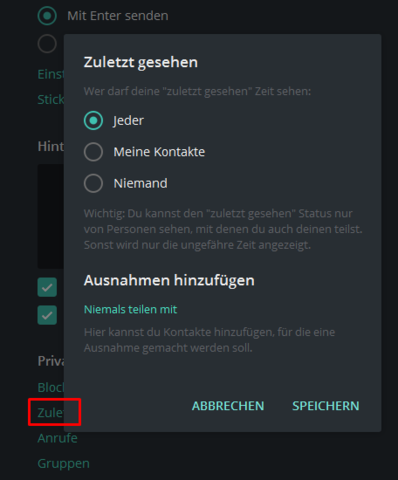 Blockiert trotzdem whatsapp online bei WhatsApp Profilbild