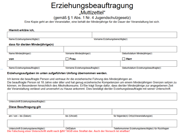 Minderjahrige Beim Festival Erlaubnis Unter 16