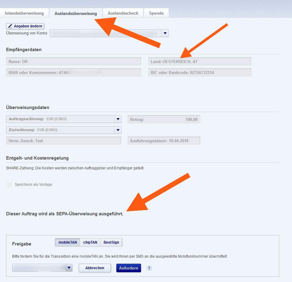 Muss eine Überweisung nach Holland als normale Überweisung ...