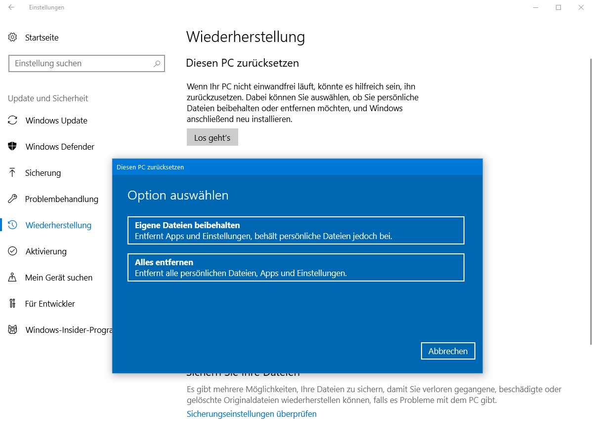 Windows 10 Beim Auffrischen Des Pcs Entfernte Apps Wiederherstellen