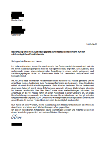 Wie Findet Ihr Dieses Bewerbungsschreiben Fur Einen Ausbildungsplatz Als Restaurantfachmann Schule Ausbildung Und Studium Ausbildung Bewerbungsschreiben Für Schule