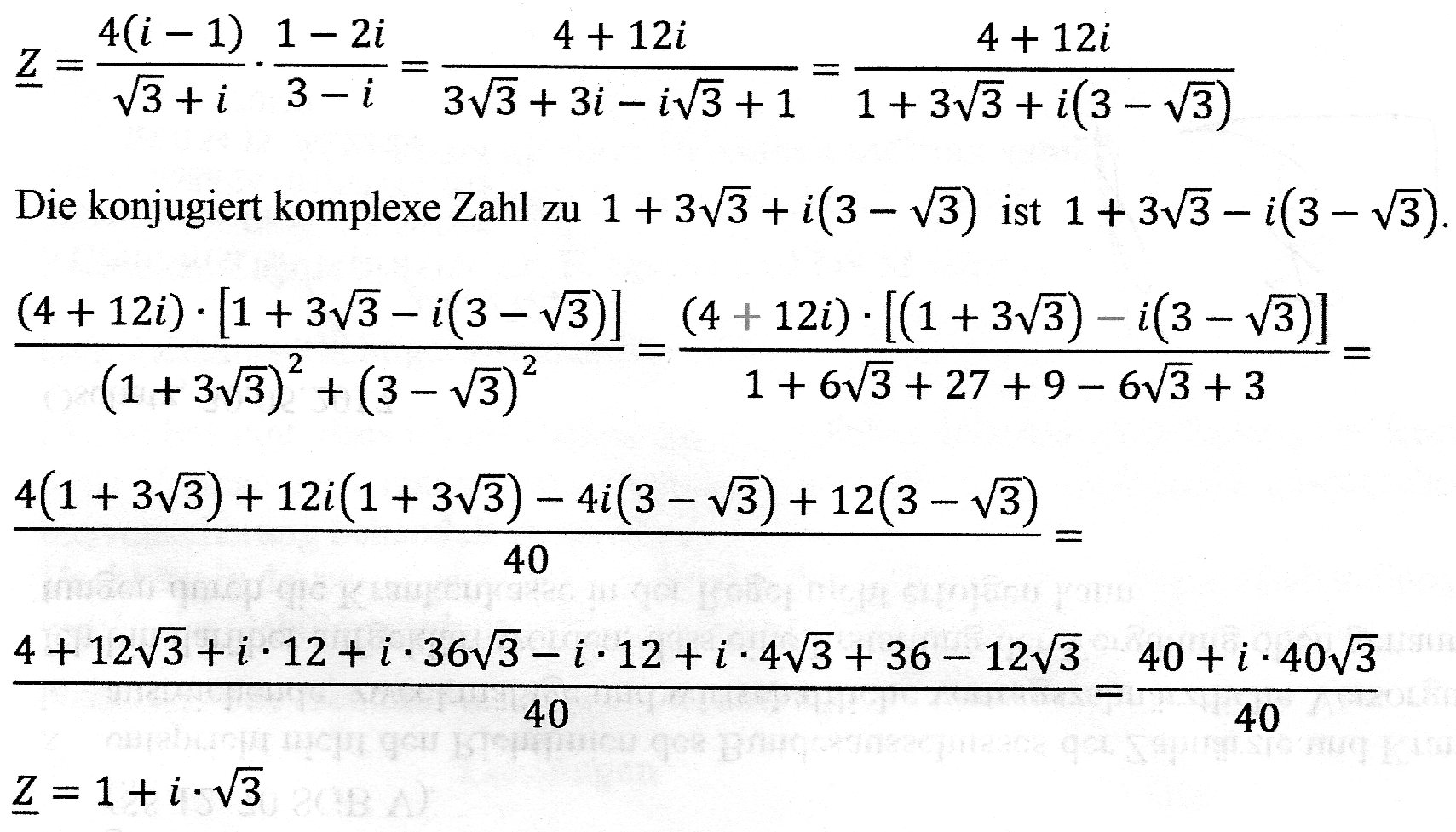 Komplexe Zahlen - Komplex Konjugierte? (Schule, Mathe, Mathematik)