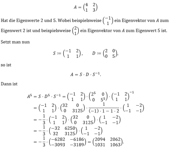 Matrix A^5 berechnen? (Schule, Mathematik, lineare-algebra)