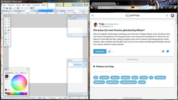 wie kann ich zwei fenster gleichzeitig offnen computer technik pc