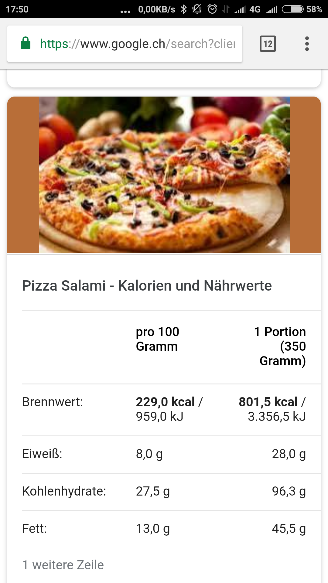 Wieviel kcal hat eine kleine Salami Pizza? (Ernährung, Kalorien) Wieviel kcal hat eine kleine Salami Pizza? (Ernährung, Kalorien)