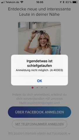 tinder anmeldung über facebook geht nicht