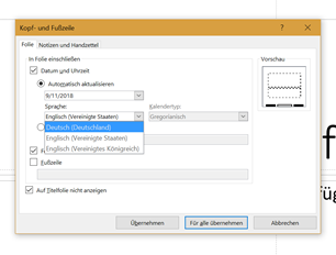 Powerpoint Datum In Fusszeile Nur Auf Deutsch Moglich Computer Pc Technik