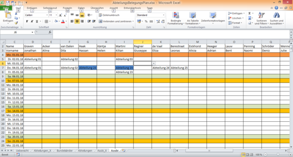 Personaleinsatzplanung Mit Excel Erstellen Ausbildung Und Studium Beruf Und Buro Microsoft