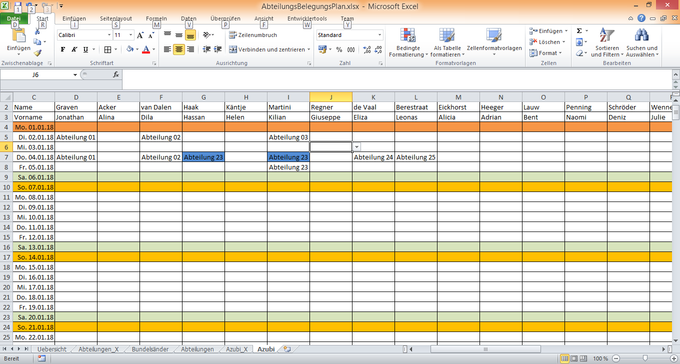 personaleinsatzplanung mit excel erstellen? (Ausbildung ...