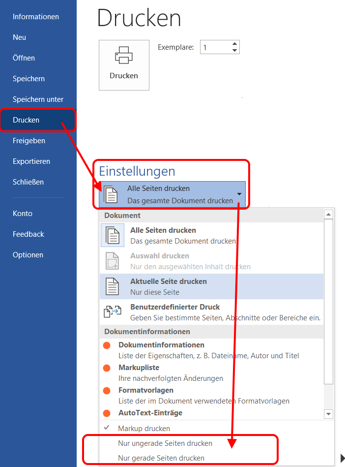 Wie drucke ich Word Dokument als Buch? (Microsoft Word, drucken
