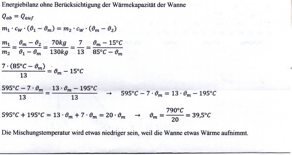 Spezifische Wärmekapazität - Temperatur berechnen für ...