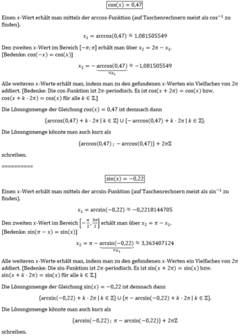 Sinus Kosinusfunktion Alle X Bestimmen Schule Mathematik