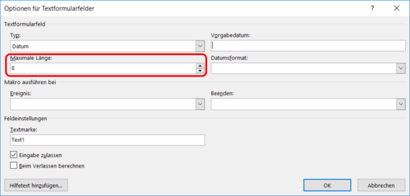 Platzhalter, Steuerelement in Word einfügen? (Computer)