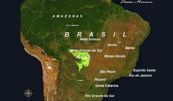 Mapa Situación del Pantanal - (Hund, Karten, Südamerika)
