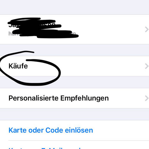 2. Auf Käufe drücken. Dann die app suchen  - (Apple, iPhone, App)