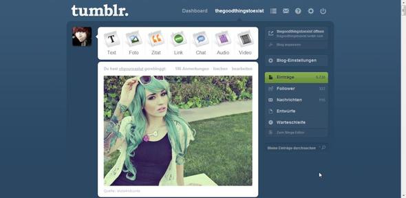 eigene Seite, wo Beiträge von einem selbst aufgelistet sind. - (Blog, Tumblr, Community)
