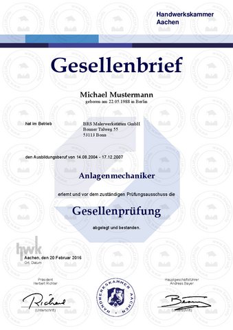 Gesellenbrief Industriemechaniker Inhalt Noten (IHK