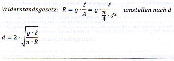 Durchmesser eines Dragtes berechnen? (Elektrotechnik)
