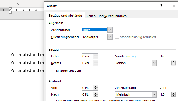 wie kann man den Zeilenabstand bei word ändern? (Apple)