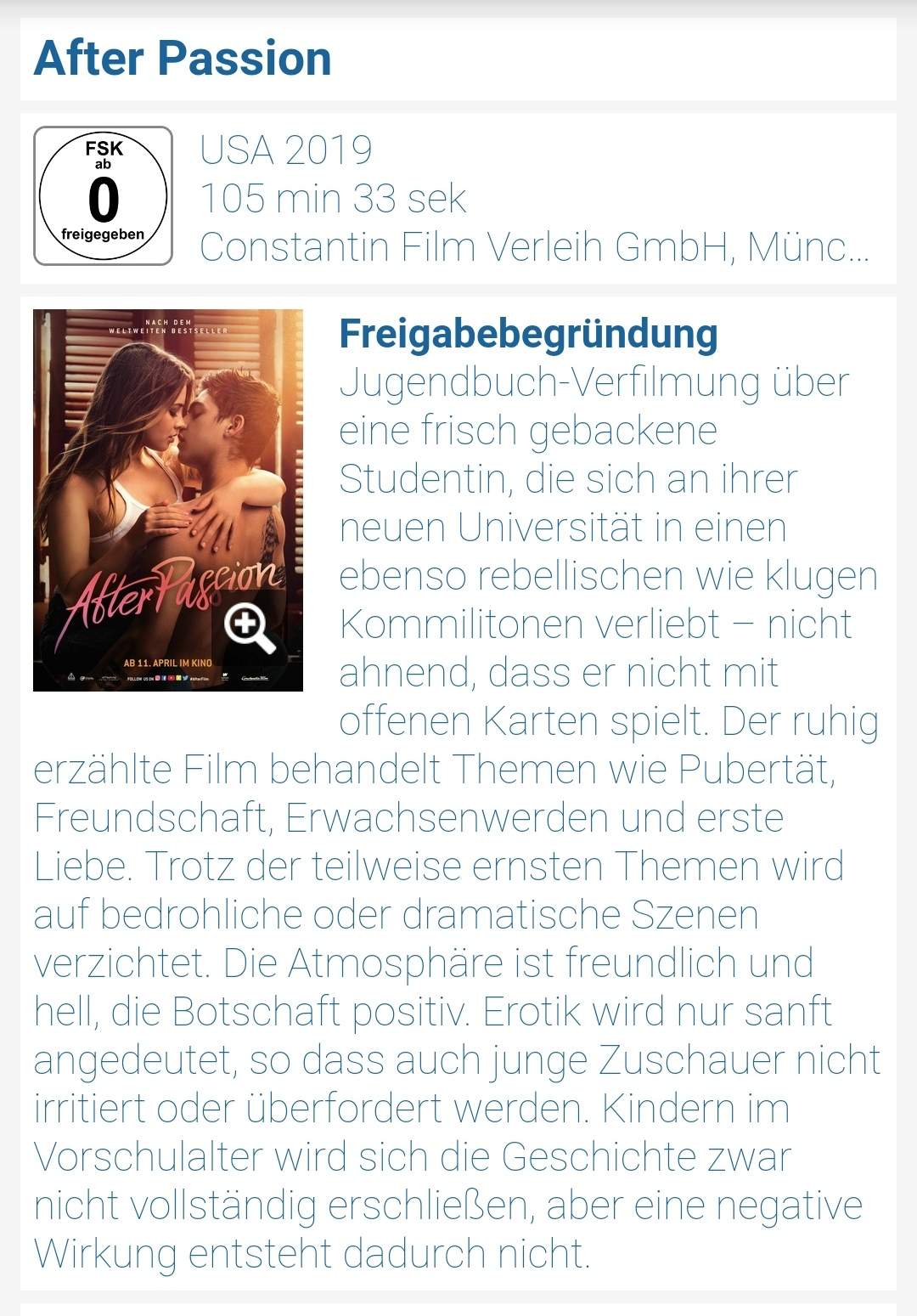 After Passion Ab wie viel Jahren ist der Film freigegeben? (Filme und Serien, Kino, FSK) After Passion Ab wie viel Jahren ist der Film freigegeben? (Filme und Serien, Kino, FSK)