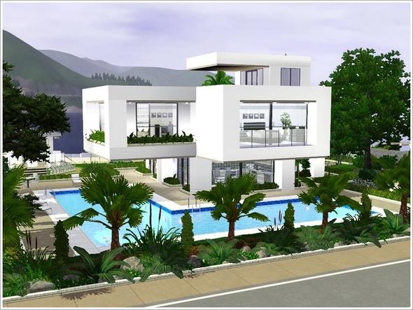 Hier ist ein Haus mit fettem Flachdach  - (Sims 3, bauen, Häuser)