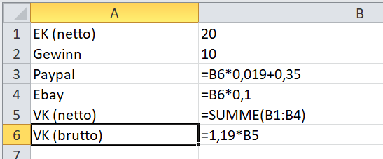 MS EXCEL: Wie berechne ich den Verkaufspreis inkl. 10 EUR ...