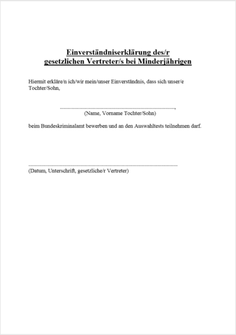 Einverständniserklärung gesetzlicher Vertreter? (Ausbildung und Studium