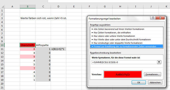 Excel 2016, Zelle färben wenn andere farbig? (Computer, Microsoft Excel)