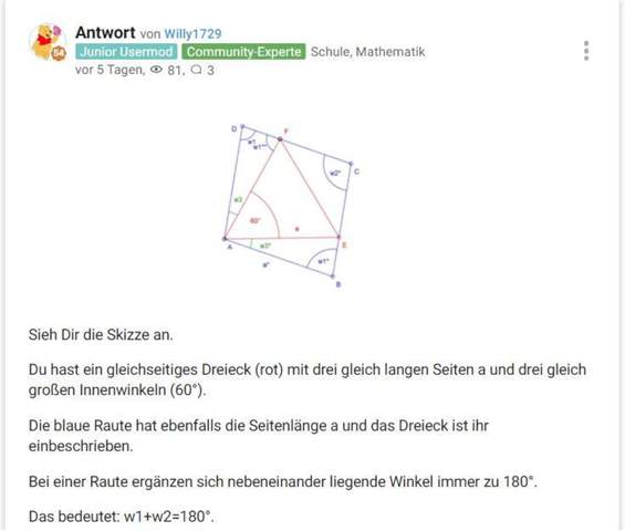 Raute Und Ein Gleichseitiges Dreieck Mathematik Parallelogramm