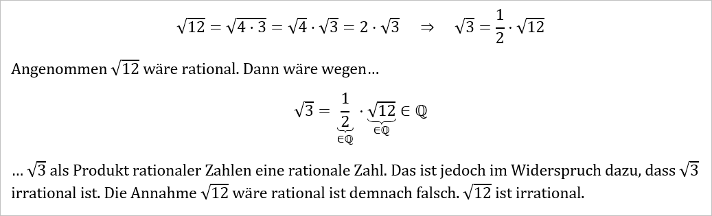 Beweis von wurzel 6 und 12 irrational? (Mathe, Mathematik, Algebra)