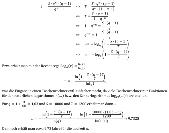 Wie Loest Man Diese Gleichung Nach N Auf Schule Mathematik Zinsen