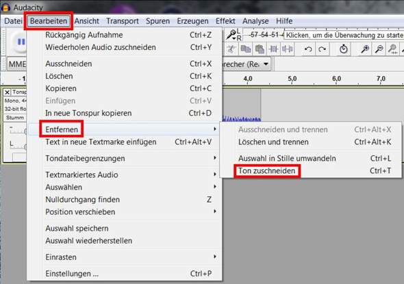 Audacity Alles Ausser Markierte Stelle Loschen Computer Pc Technik