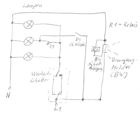 Schaltplan Zwei Bewegungsmelder Für Eine Lampe - Esp8266