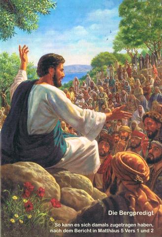 Jesus und die Bergpredigt  -  so wird es geschildert - (Christentum, Glaube, evangelisch)