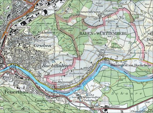 Karte Feuerthalen - (Deutschland, Schweiz, laufen)