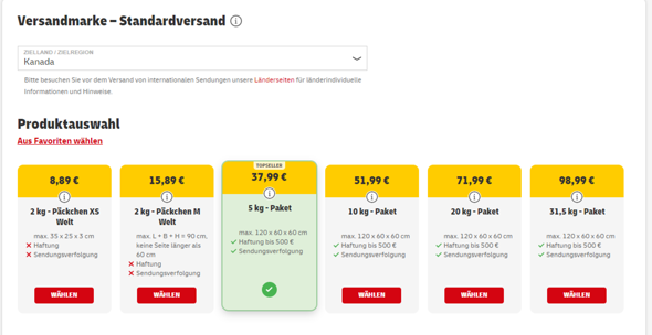 Paket Nach Kanada Zoll Und Preis Geld Post Versand