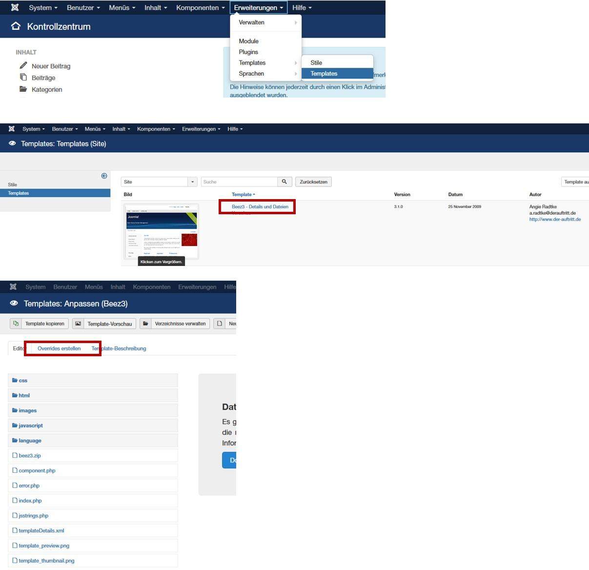 Joomla! / Beez3Template Wie kann ich die Dimensionen des .logoheader