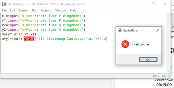 Lineare Suche Python Code Python-Programm lineare Gleichung? (Computer, Mathematik, programmieren)
