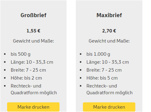 Versandkosten Deutsche Post Umschlag Versand