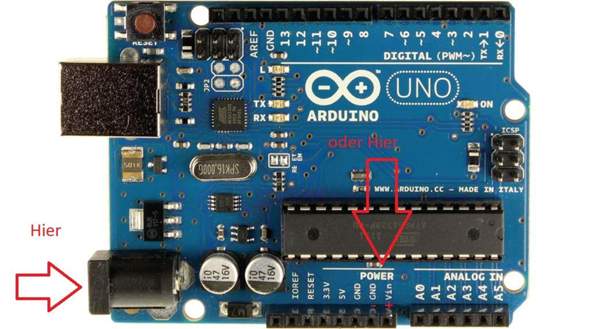 Wo schließt man den plus- und den minus-Pol am Arduino an? (Technik ...