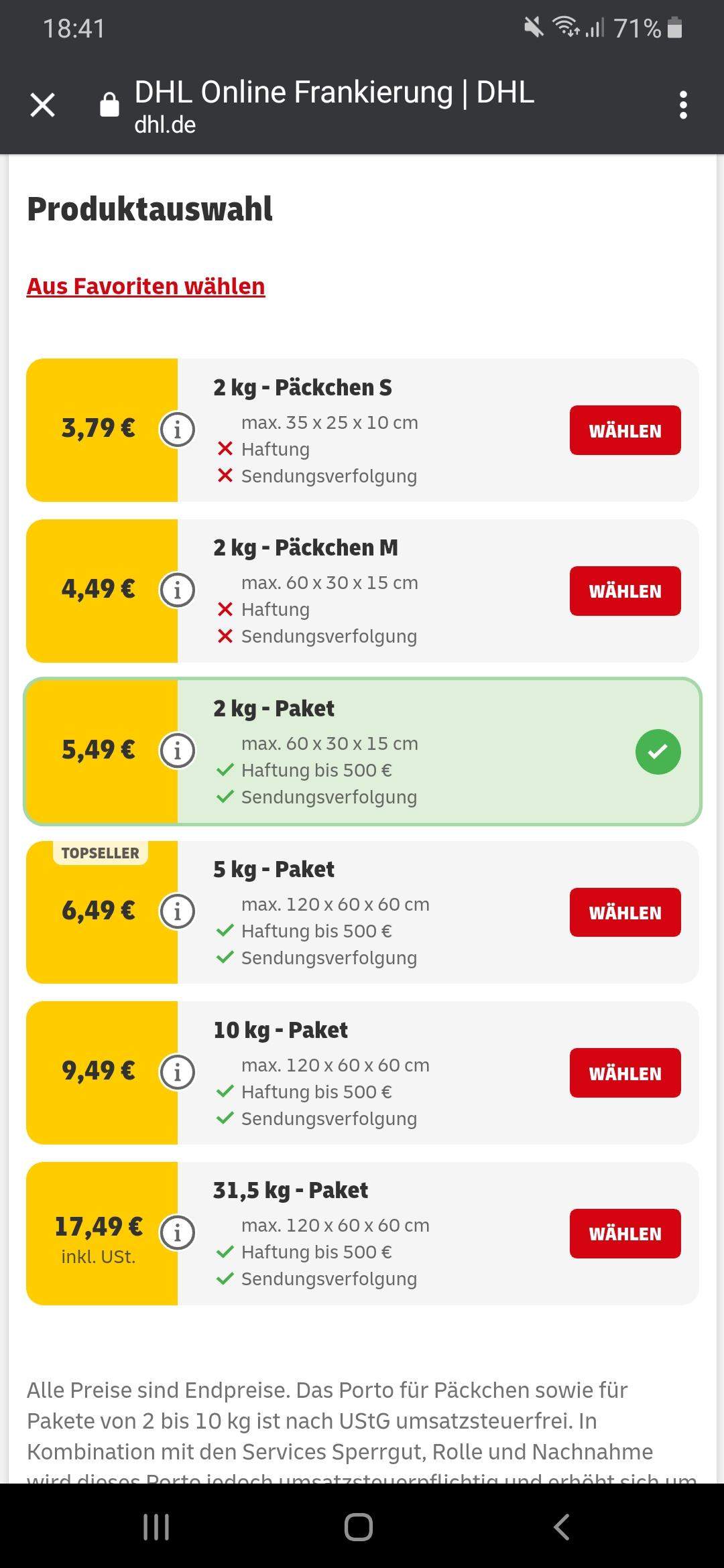 Wieviel kostet ein Versandpaket im Schuhkarton?