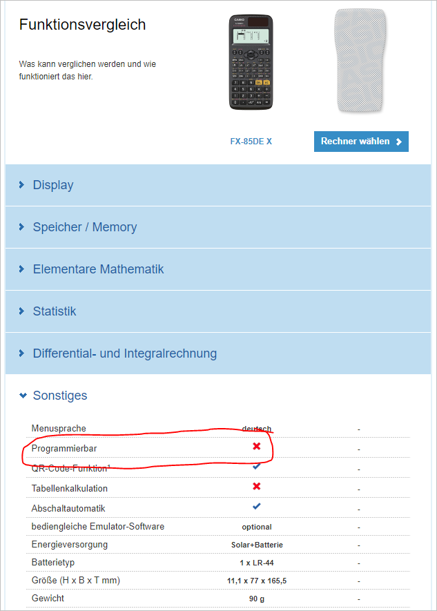 Zugelassener Taschenrechner nicht programmierbar? (Schule, Technik, Technologie)