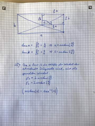 Formel Zu Berechnung Des Winkels Der Diagonalen Im Rechteck Schule Mathe Mathematik