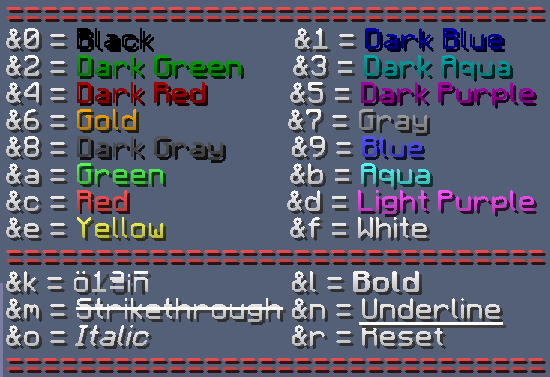 Minecraft Text Colors List