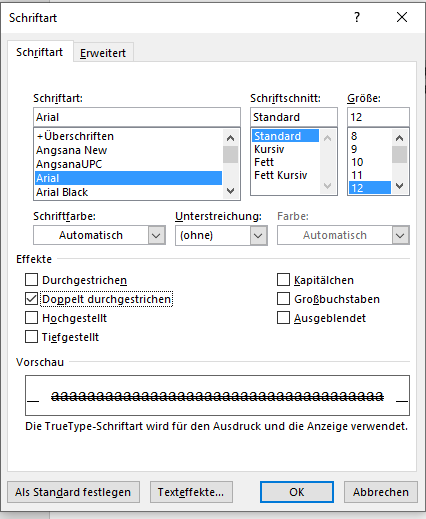 Word: doppelt durchgestrichen, hochgestellt und tiefgestellt? (Computer ...