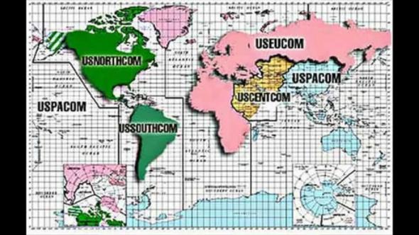 imperialistische USA-Weltherrschaft gemäß ihrer eigenen Militärzonen - (Geschichte, USA, Imperialismus)