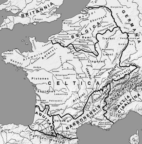 Übersichtskarte - romatisiertes Gallien - (Geschichte, Latein, Rom)
